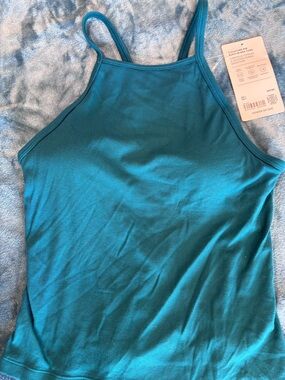 Athleta Teal Ribbed High-Neck Tank